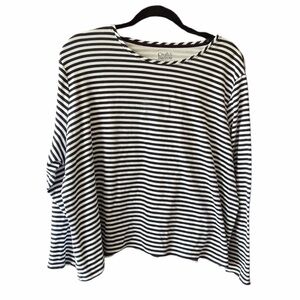 croft & barrow Black and White Striped Long-Sleeve Top